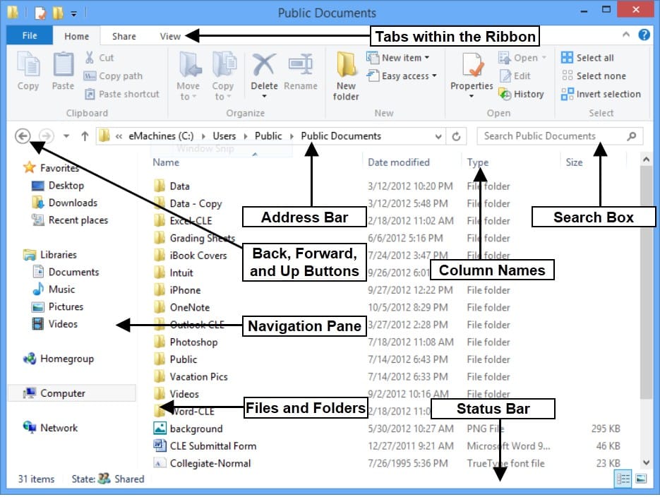 This photo shows the enhancements to Windows Explorer in Windows 8.